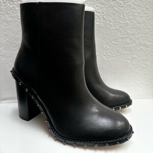 Gianni Bini Zanderson Black Leather Ankle Boots with Studs